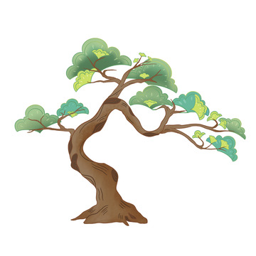 国潮风植物树木松树手绘元素
