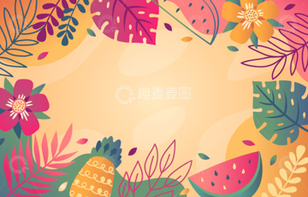 夏天夏季花草叶子西瓜