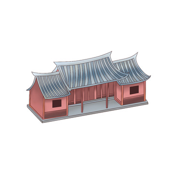 古代建筑 国风插画 寺庙 免抠插画
