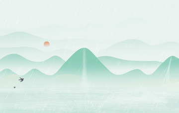 中国风绿色水墨山水背景