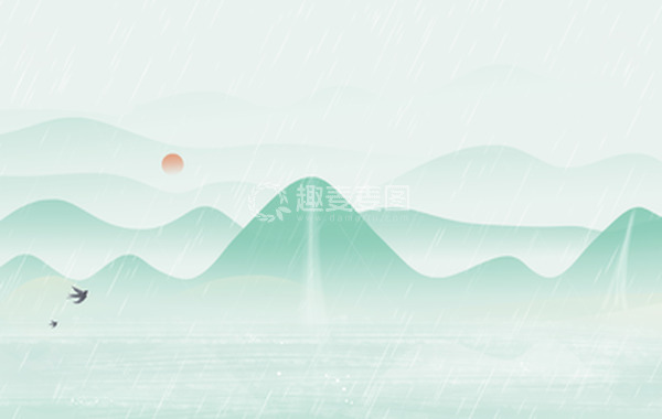 源文件下载【趣麦麦图】中国风绿色水墨山水背景