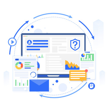 蓝色科技互联网电脑手机装饰插画