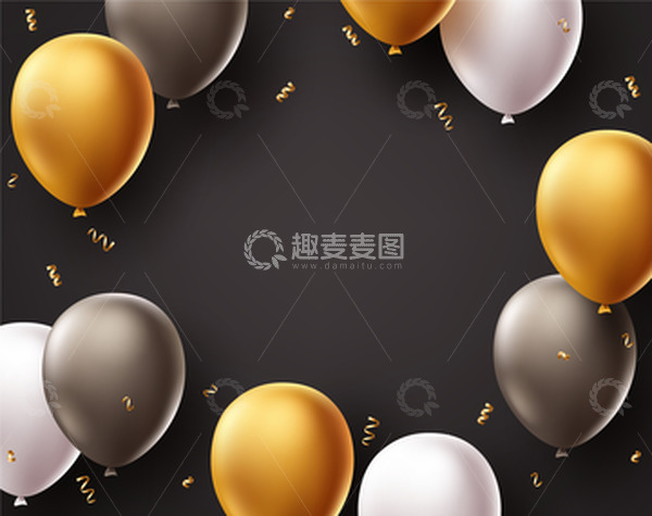 源文件下载【趣麦麦图】质感大气气球彩带庆祝