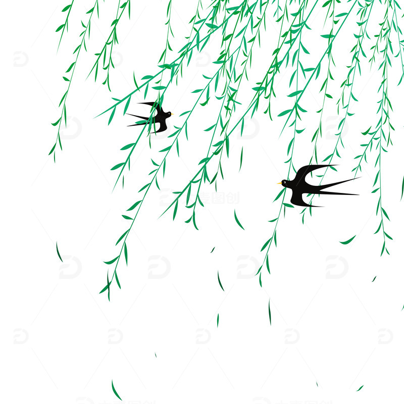 春天立夏植物花鸟树枝元素