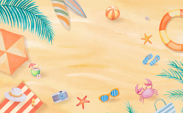 沙滩度假游泳圈拖鞋螃蟹墨镜