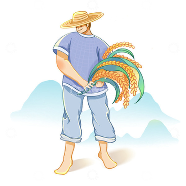 源文件下载【趣麦麦图】劳动节农耕文化农民种田丰收水稻插画