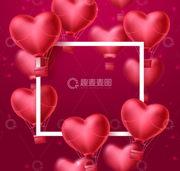 源文件下载【趣麦麦图】-气球爱心节日浪漫情人节红色
