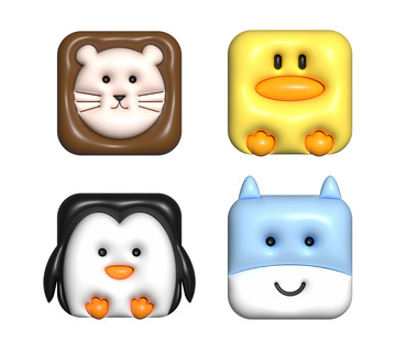 AI膨胀效果卡通动物