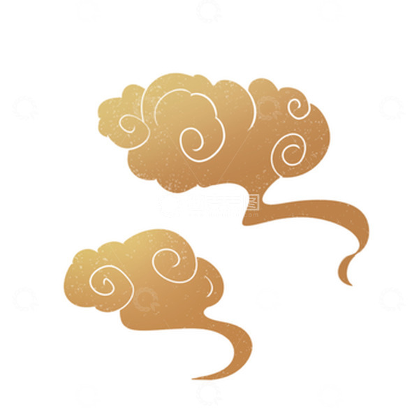 源文件下载【趣麦麦图】国潮剪纸风金色祥云元素