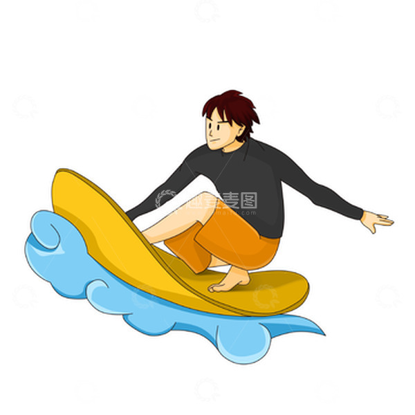 源文件下载【趣麦麦图】乘风破浪奋发前行的冲浪少年
