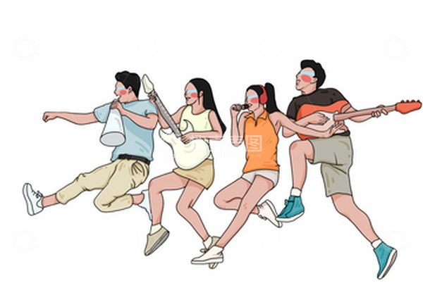 源文件下载【趣麦麦图】五四青年节庆祝欢呼多人跳跃手绘青年