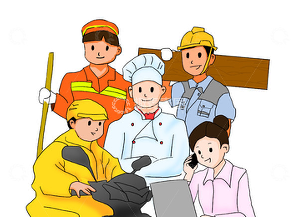 源文件下载【趣麦麦图】劳动节环卫工人厨师白领外卖员