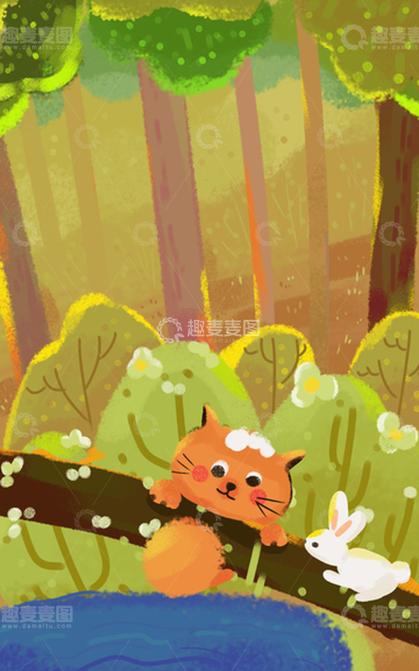 源文件下载【趣麦麦图】兔子小猫儿插绘本手绘插画