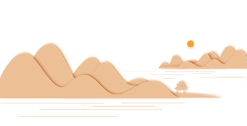 剪纸风国潮山元素