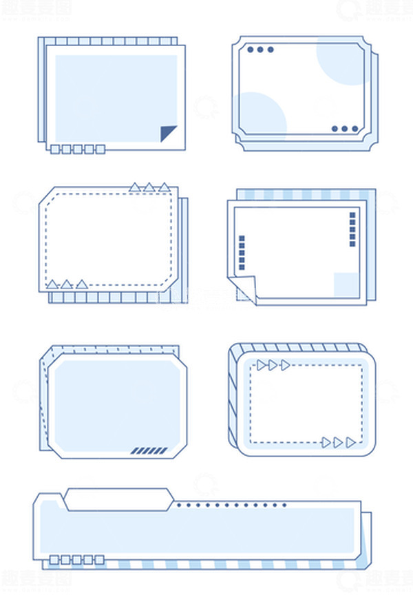 源文件下载【趣麦麦图】蓝色淡雅线条几何科技装饰边框