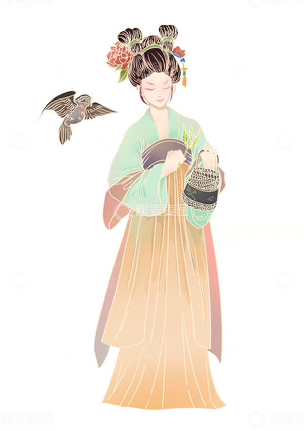 源文件下载【趣麦麦图】春季采茶女古代女汉服女