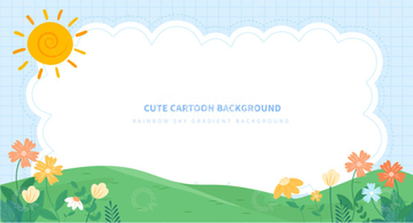 源文件下载【趣麦麦图】-卡通可爱春天踏春花草植物幼儿手绘背景