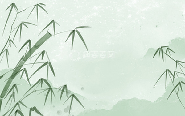 源文件下载【趣麦麦图】水彩手绘国风绿色山水竹子竹林小清新背景