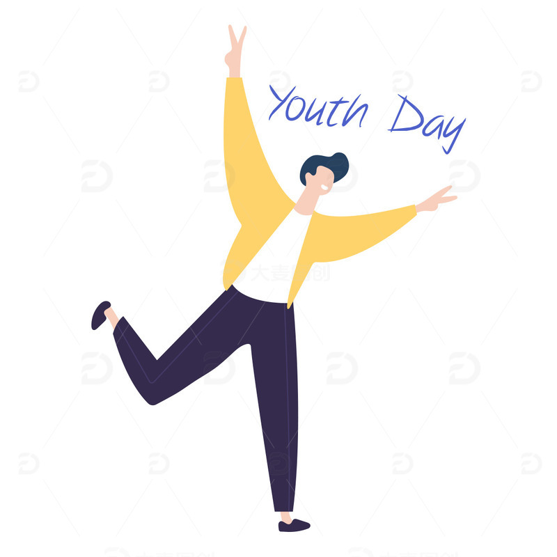 五四青年节手绘青年人物插画