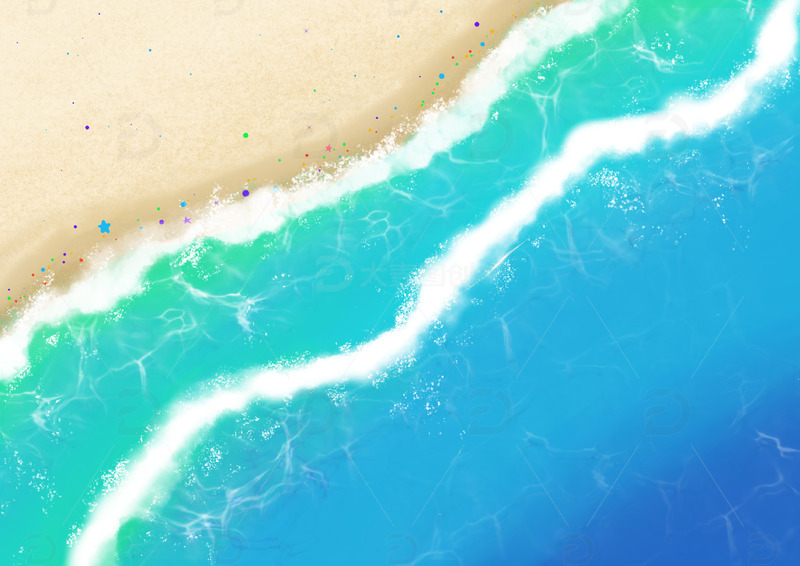源文件下载【趣麦麦图】海边沙滩手绘
