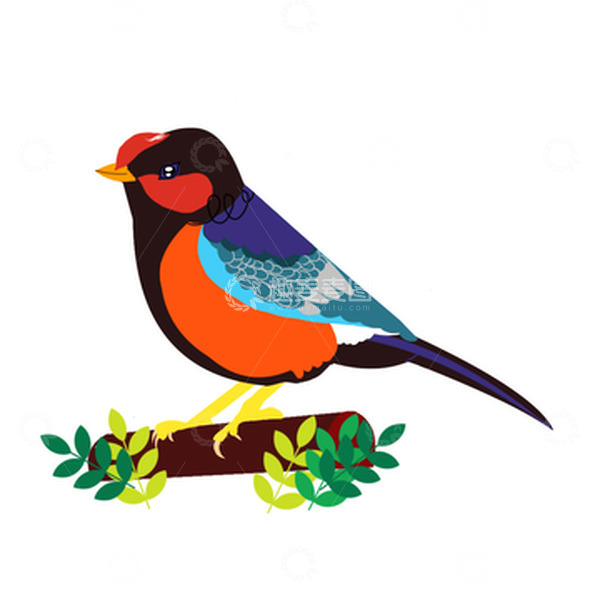 源文件下载【趣麦麦图】彩色小鸟栖息