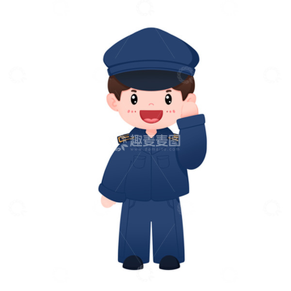 源文件下载【趣麦麦图】劳动节警察敬礼五一元素