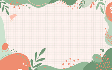 小清新文艺格子植物树叶边框海报背景