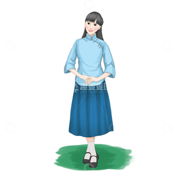源文件下载【趣麦麦图】五四青年节民国装扮女学生