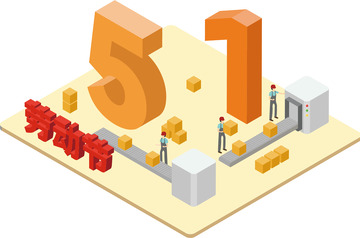 劳动节工人工作场景矢量插画