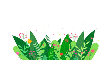 手绘卡通植物鲜花草丛