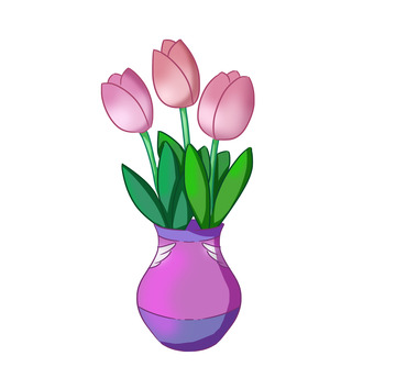 粉色郁金香花瓶观赏摆件