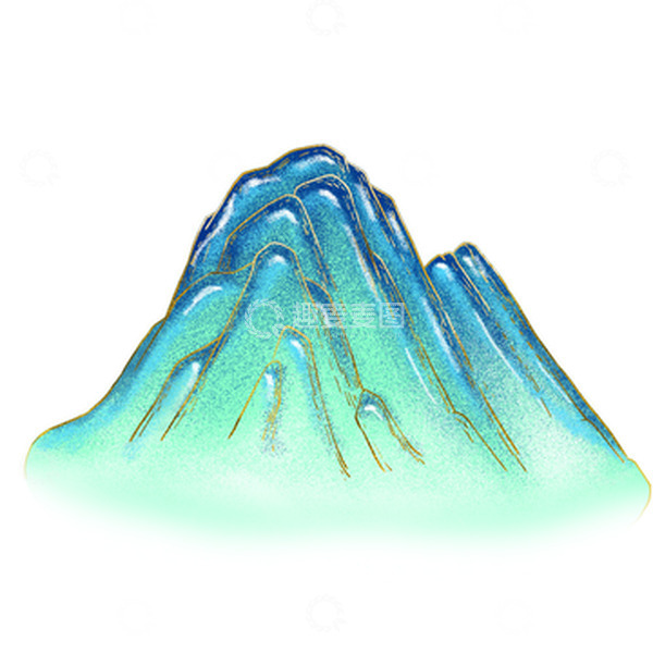源文件下载【趣麦麦图】山，蓝色，大山，国风