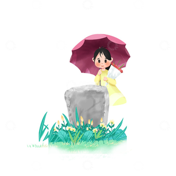 源文件下载【趣麦麦图】清明节女孩束花免抠元素