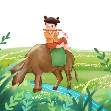 清明草地牧童骑黄牛