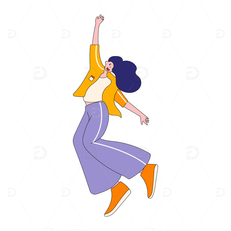 54青年节手绘青年欢呼跳跃人物插画