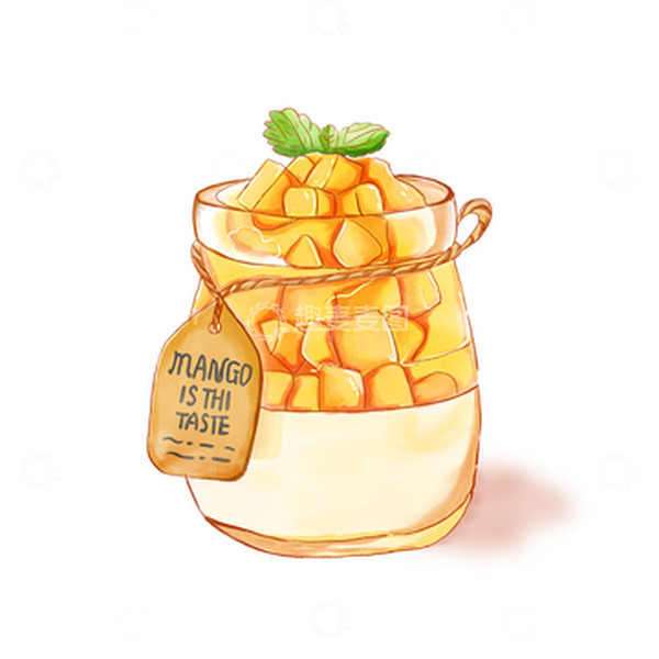源文件下载【趣麦麦图】-芒果布丁甜品美食下午茶甜品