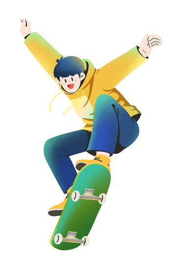 青年节扁平滑板少年人物卡通元素