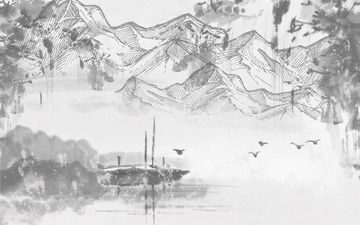画船远山听雨眠