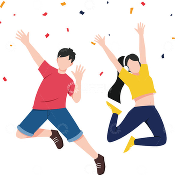 源文件下载【趣麦麦图】五四青年节年轻人欢呼庆祝跳跃