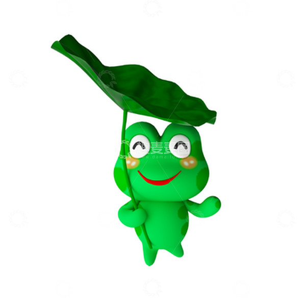 源文件下载【趣麦麦图】手拿荷叶的小青蛙