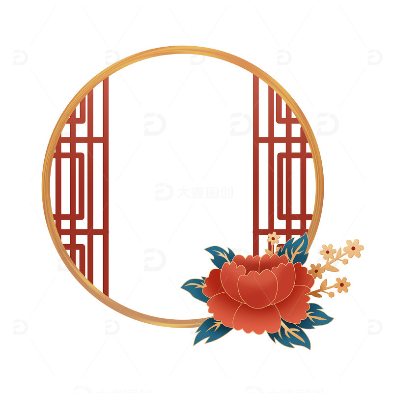 中国风国潮圆形鎏金边框