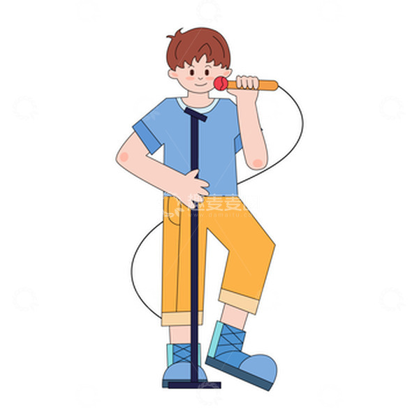 源文件下载【趣麦麦图】五四青年节描边唱歌青年人物元素