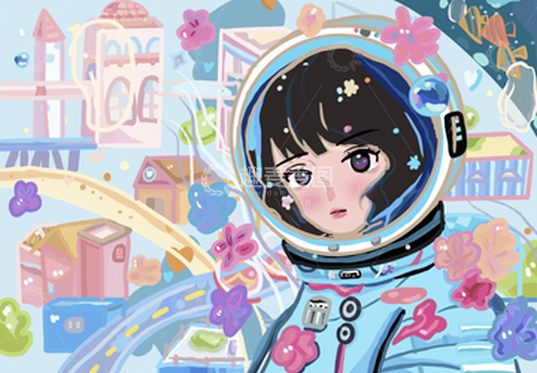 源文件下载【趣麦麦图】科幻宇航员女孩