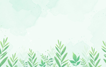 小清新水彩绿色植物边框文艺背景