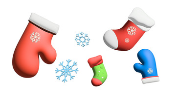 3D袜子手套雪花立体图形