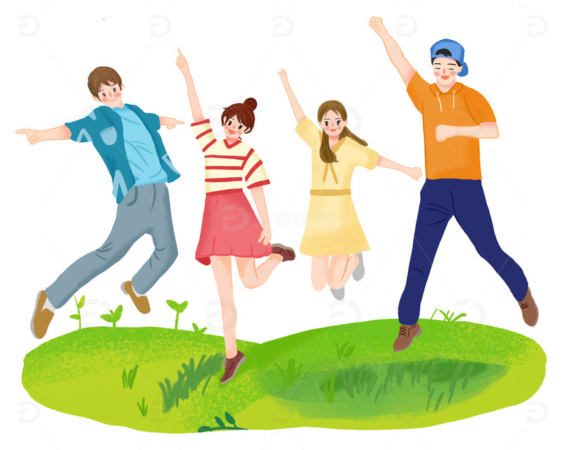 年轻人庆祝青年节元素