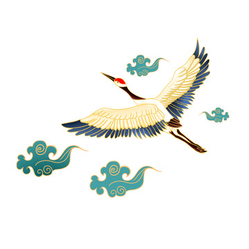 手绘仙鹤图插画