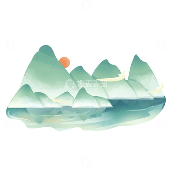 源文件下载【趣麦麦图】-国风山水手绘元素