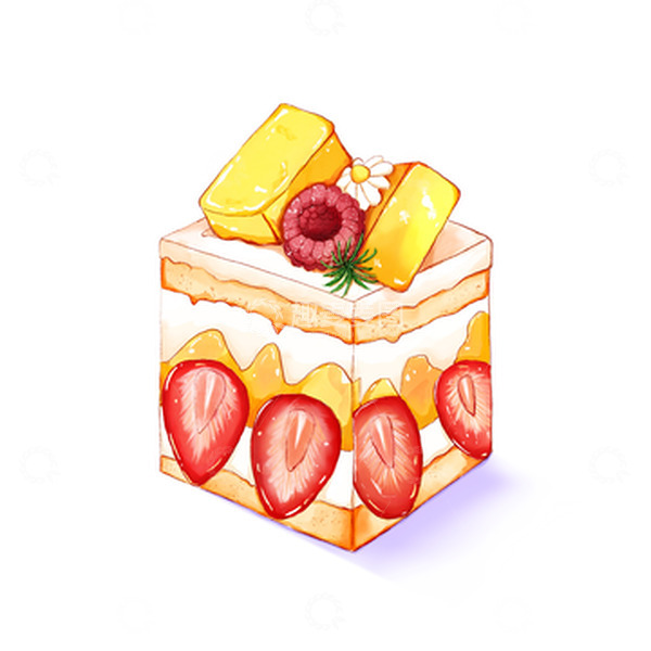 源文件下载【趣麦麦图】卡通手绘礼物草莓蛋糕奶油蛋糕