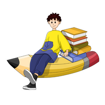 学生青少年读书阅读创意卡通图